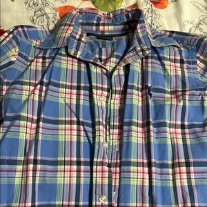 Womens Blue Plaid Shirt